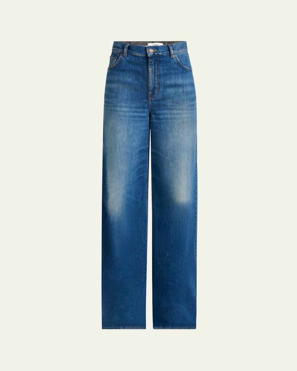 High-Rise Wide-Leg Palazzo Jeans